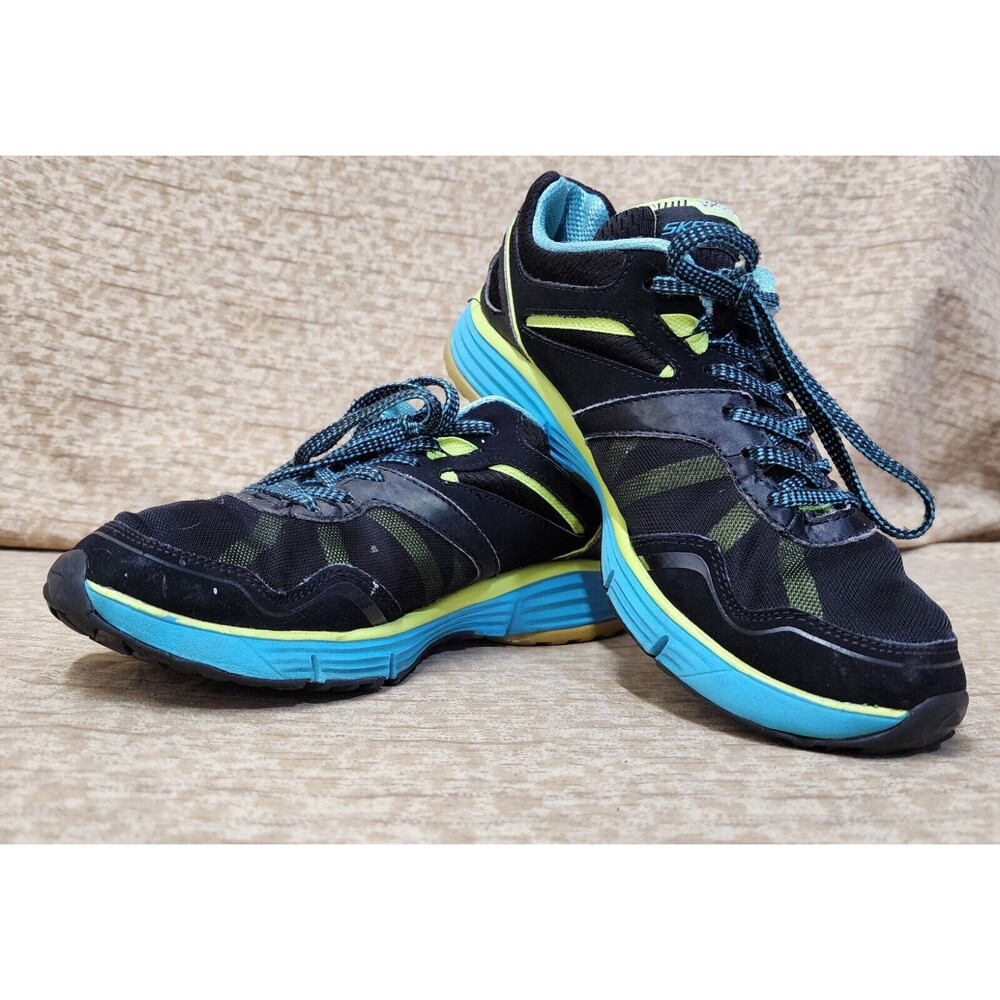 Skechers Low Textile Trainers BKAQ SN 11642 Blue/Yello/White US7.5/UK4.5/EU37.5
